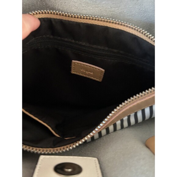 CoLab Handbag Tote 100% Leather White Tan Tassel Purse Preppy Traditional - Picture 7 of 9